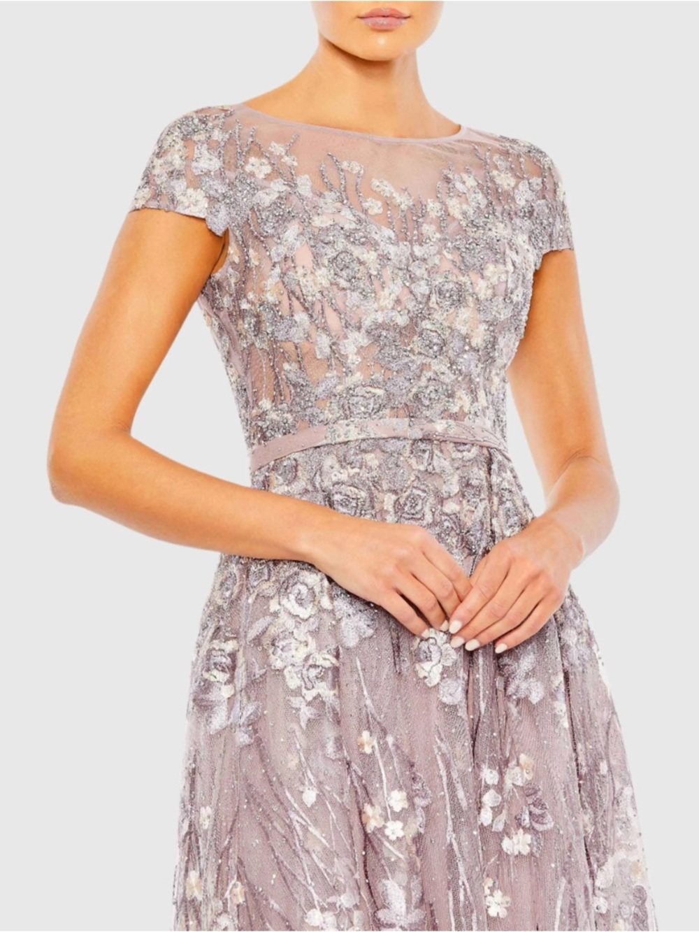 MAC DUGGAL
Light Purple Embellished Floral Cap Sleeve A Line Gown - Picture 15 of 15